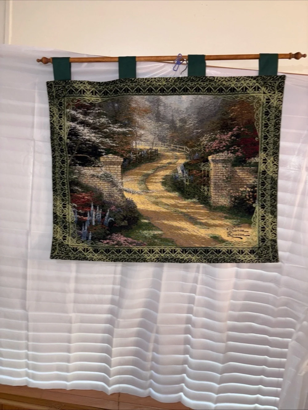 Thomas Kinkade Scenic Country Path Wall Tapestry in Green and Brown 26” x 33”